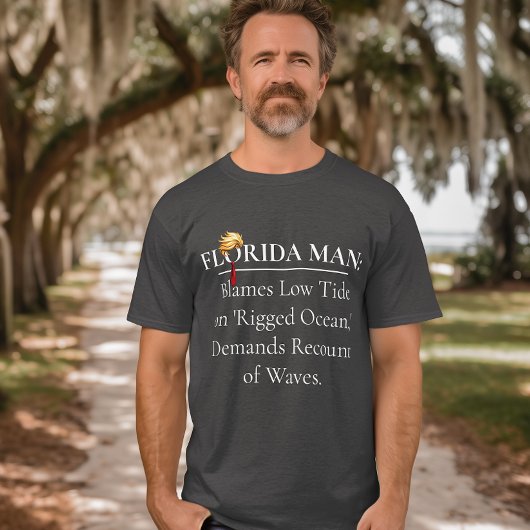 Humoristisch Man in Florida heeft anti-Trump geman T-shirt