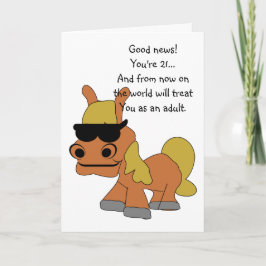 Humoristisch Paardenontwerp Gepersonaliseerde 21e  Kaart