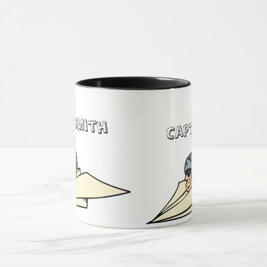 Humoristisch papieren vliegtuig en piloot mok (Midden)