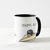 Humoristisch papieren vliegtuig en piloot mok (Voorkant rechts)