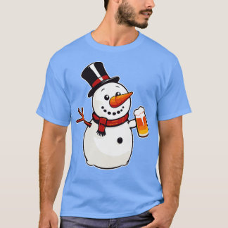 Humoristisch Snowman Bier Party Grappig Ontwerp vo T-shirt