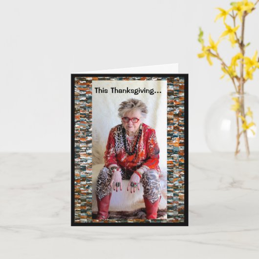 Humoristisch Thanksgiving diner Kaart (Gele Bloem)