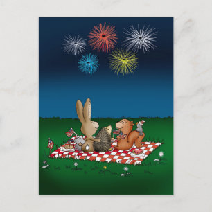 Humoristische 4 juli Kaart met vuurwerk - Vriend