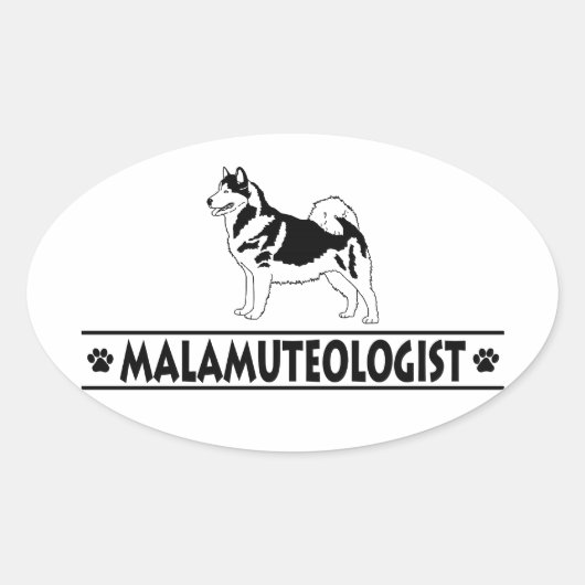 Humoristische Alaskan Malamute Ovale Sticker (Voorkant)