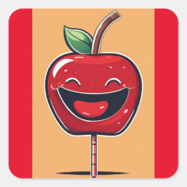 Humoristische appel vierkante sticker