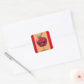 Humoristische appel vierkante sticker (Envelop)