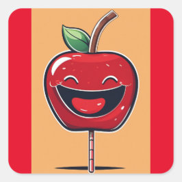 Humoristische appel vierkante sticker
