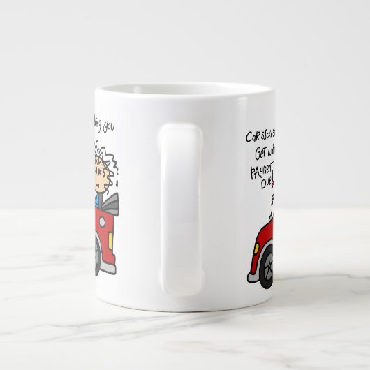 Humoristische autoziekte grote koffiekop (Achterkant)