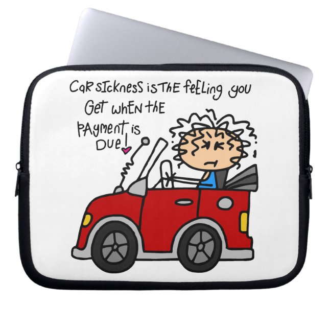 Humoristische autoziekte laptop sleeve (Voorkant)