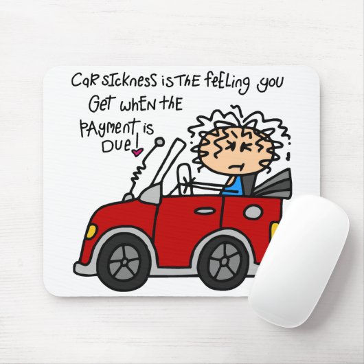 Humoristische autoziekte muismat (Met muis)