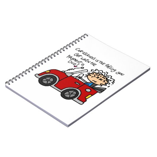 Humoristische autoziekte notitieboek (Linkerzijde)