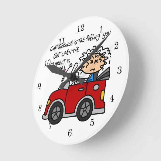 Humoristische autoziekte ronde klok (Hoek)