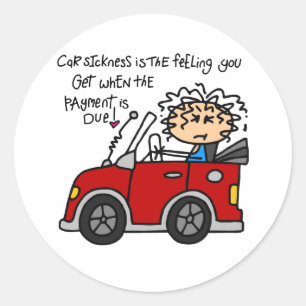 Humoristische autoziekte ronde sticker