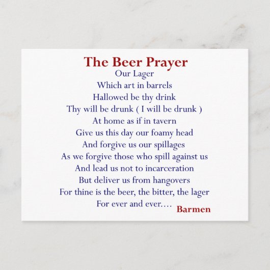 Humoristische bier T-shirts & geschenken, het bier Briefkaart (Voorkant)