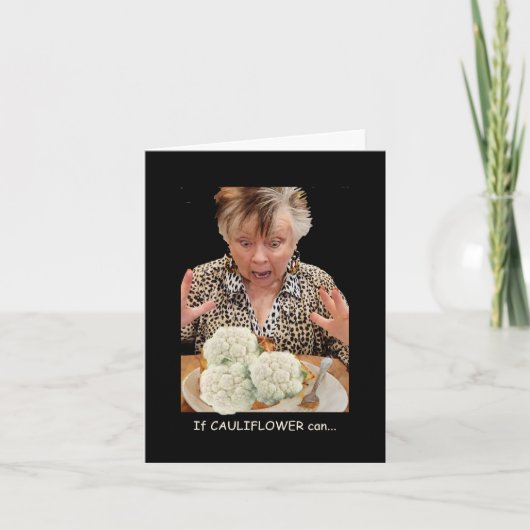 Humoristische Bloemkool overstappen op Pizza Kaart (Voorkant)