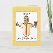 Humoristische Bruine Mannelijke Cartoon Rode Wijn  Kaart (Voorkant)