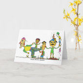 Humoristische Cartoon Art Gevouwen Wenskaart Kaart (Gele Bloem)