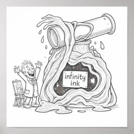 Humoristische Cartoon Oneindigheid Inkt Decoupage Poster