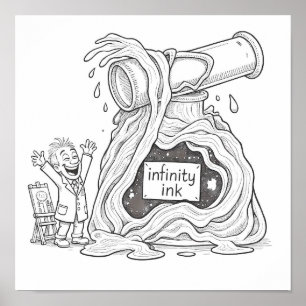 Humoristische Cartoon Oneindigheid Inkt Decoupage Poster
