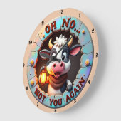 Humoristische Cartoon Schattige Koe Grappige tekst Grote Klok (Hoek)