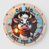 Humoristische Cartoon Schattige Koe Grappige tekst Grote Klok (Voorkant)