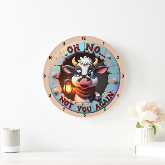 Humoristische Cartoon Schattige Koe Grappige tekst Grote Klok (Huis)