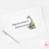 Humoristische Diplodocus Illustratie met Quirky Wi Ovale Sticker (Envelop)