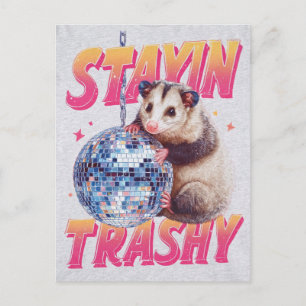 Humoristische Disco Opossum Typografie Grafiek Briefkaart