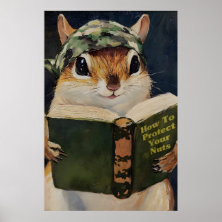 Humoristische Eekhoorn Badkamer Poster Bescherm Uw