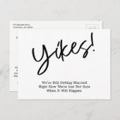 Humoristische eenvoudige uitgestelde bruiloft upda briefkaart (Voorkant / Achterkant)