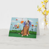 Humoristische foto van hond in kleding, verjaardag kaart (Gele Bloem)