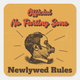 Humoristische Geen Winderigheid Zone Vintage Geel Vierkante Sticker