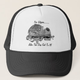 Humoristische gescheurde hond slipper tekening sti trucker pet