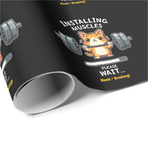 Humoristische Gewichtheffen Kat Oefening Gym Grapp Cadeaupapier