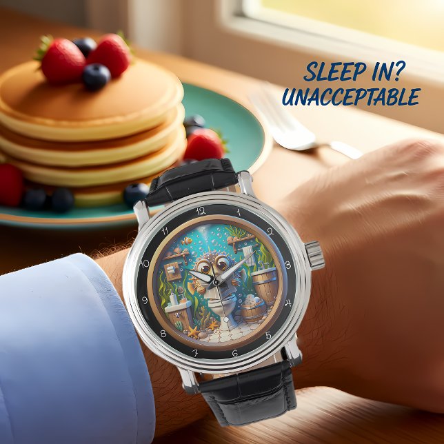 Humoristische grillige kogelvis badkamerklok horloge (Creator heeft geüpload)