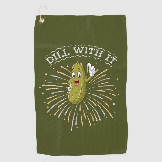 Humoristische groene dille pickle golfhanddoek (Voorkant)