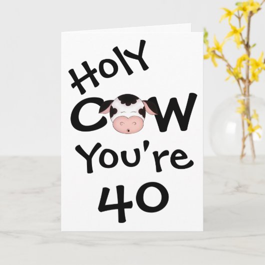 Humoristische Heilige Koe Je bent 40 Grappige Verj Kaart (Gele Bloem)
