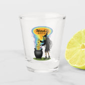 Humoristische heksenbrouwsel met kokende ketel shot glas (Voorkant)