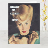 Humoristische houding retro groet kaart (Gele Bloem)