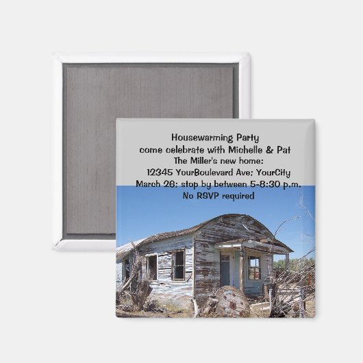 Humoristische Housewarming Party uitnodigingen Magneet (Voorkant / Achterkant)