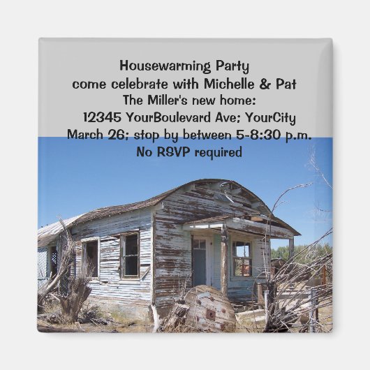 Humoristische Housewarming Party uitnodigingen Magneet (Voorkant)