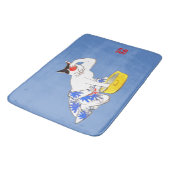 Humoristische Japanse Kat Bathing I Badmat (Gekanteld)