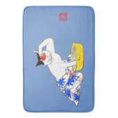 Humoristische Japanse Kat Bathing I Badmat (Voorkant Verticaal)