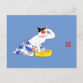 Humoristische Japanse Kat Bathing I Briefkaart (Voorkant)
