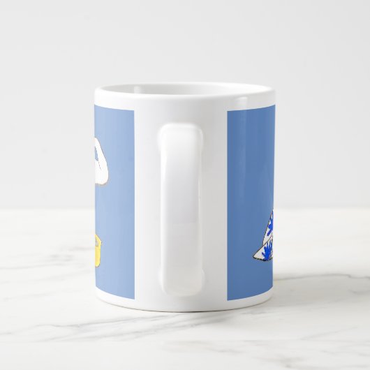 Humoristische Japanse Kat Bathing I Grote Koffiekop (Achterkant)