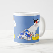 Humoristische Japanse Kat Bathing I Grote Koffiekop (Voorkant rechts)