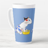 Humoristische Japanse Kat Bathing I Latte Mok (Linkerhoek)
