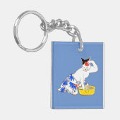 Humoristische Japanse Kat Bathing I Sleutelhanger (Voorkant Links)