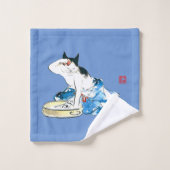 Humoristische Japanse Kat Bathing II Bad Handdoek (Wasdoekje)