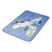 Humoristische Japanse Kat Bathing II Badmat (Gekanteld)